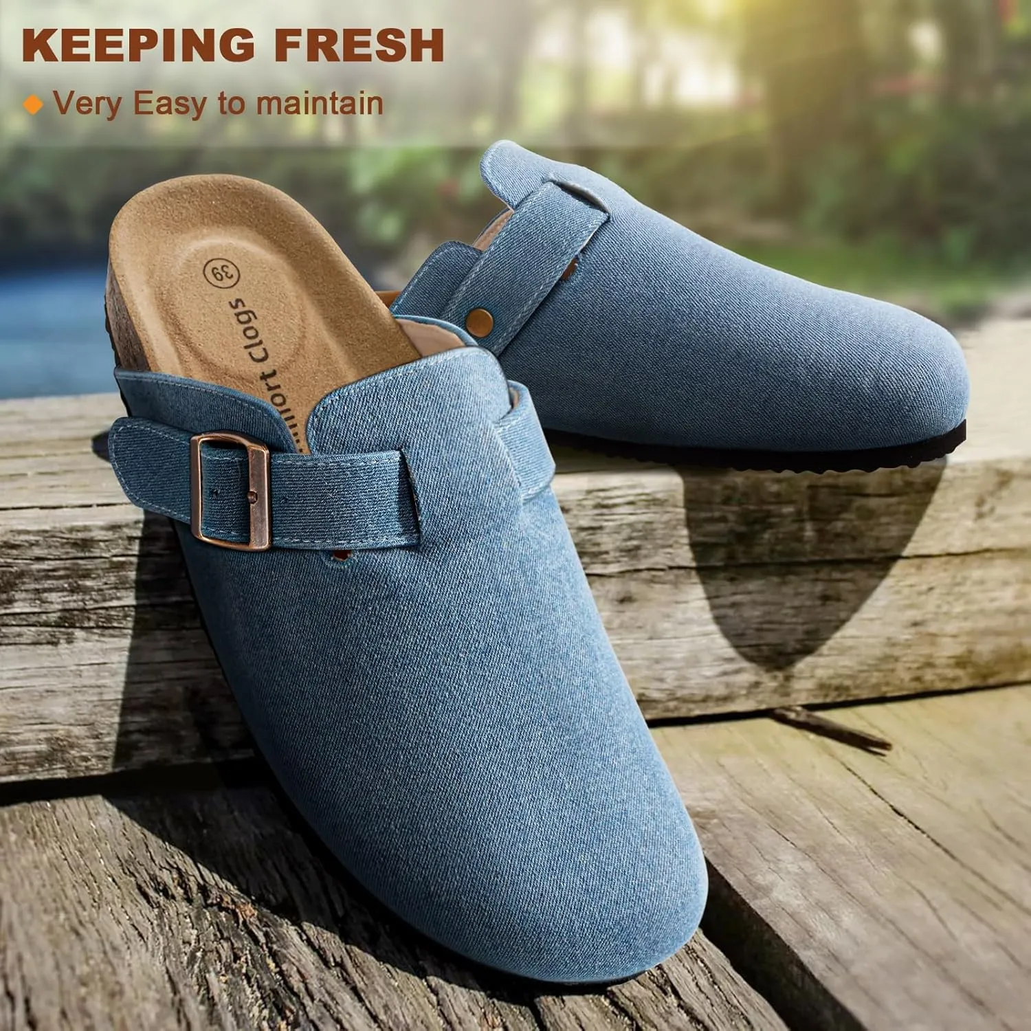 BULLIANT Women Clogs-Comfortable Mules Slippers Sandals Nurse Shoes Unisex for Men-Cushioned Footed Flannel-Lined Upper