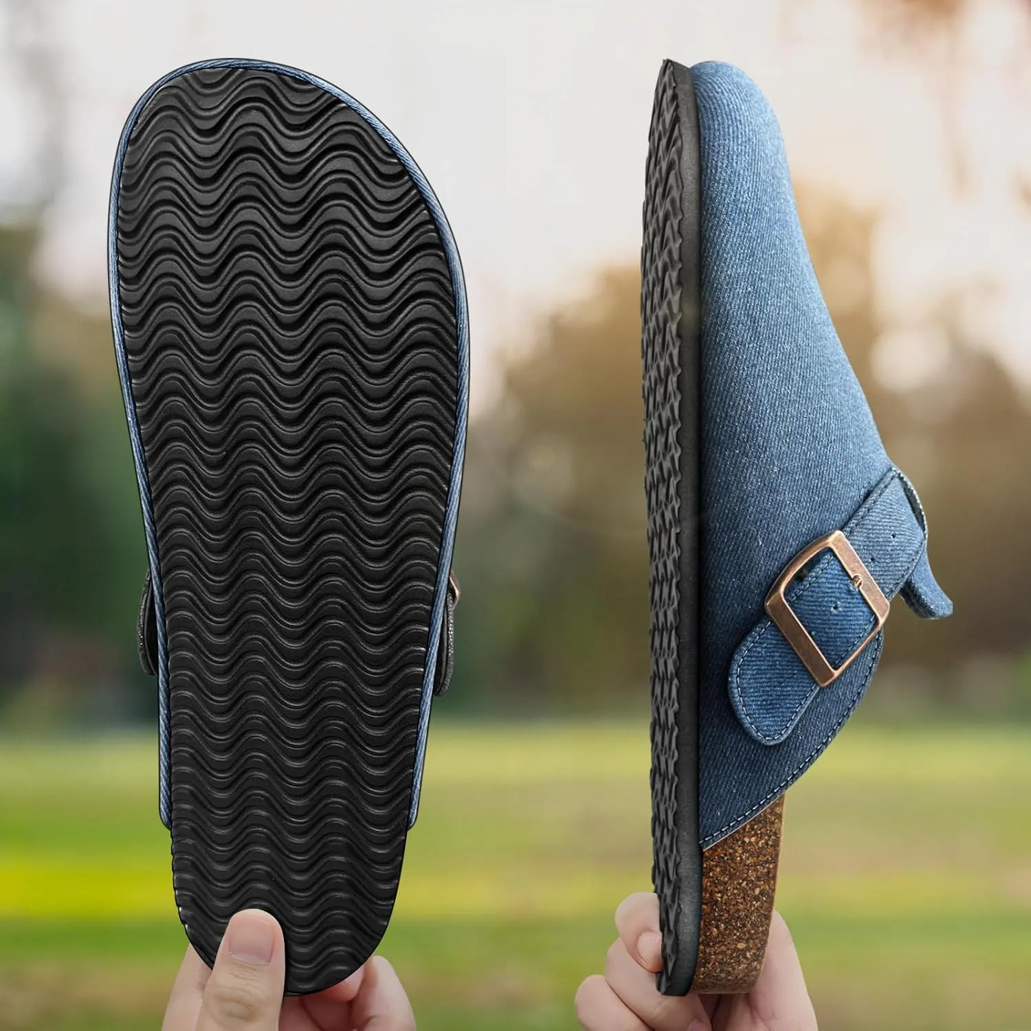 BULLIANT Women Clogs-Comfortable Mules Slippers Sandals Nurse Shoes Unisex for Men-Cushioned Footed Flannel-Lined Upper