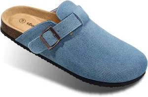 BULLIANT Women Clogs-Comfortable Mules Slippers Sandals Nurse Shoes Unisex for Men-Cushioned Footed Flannel-Lined Upper