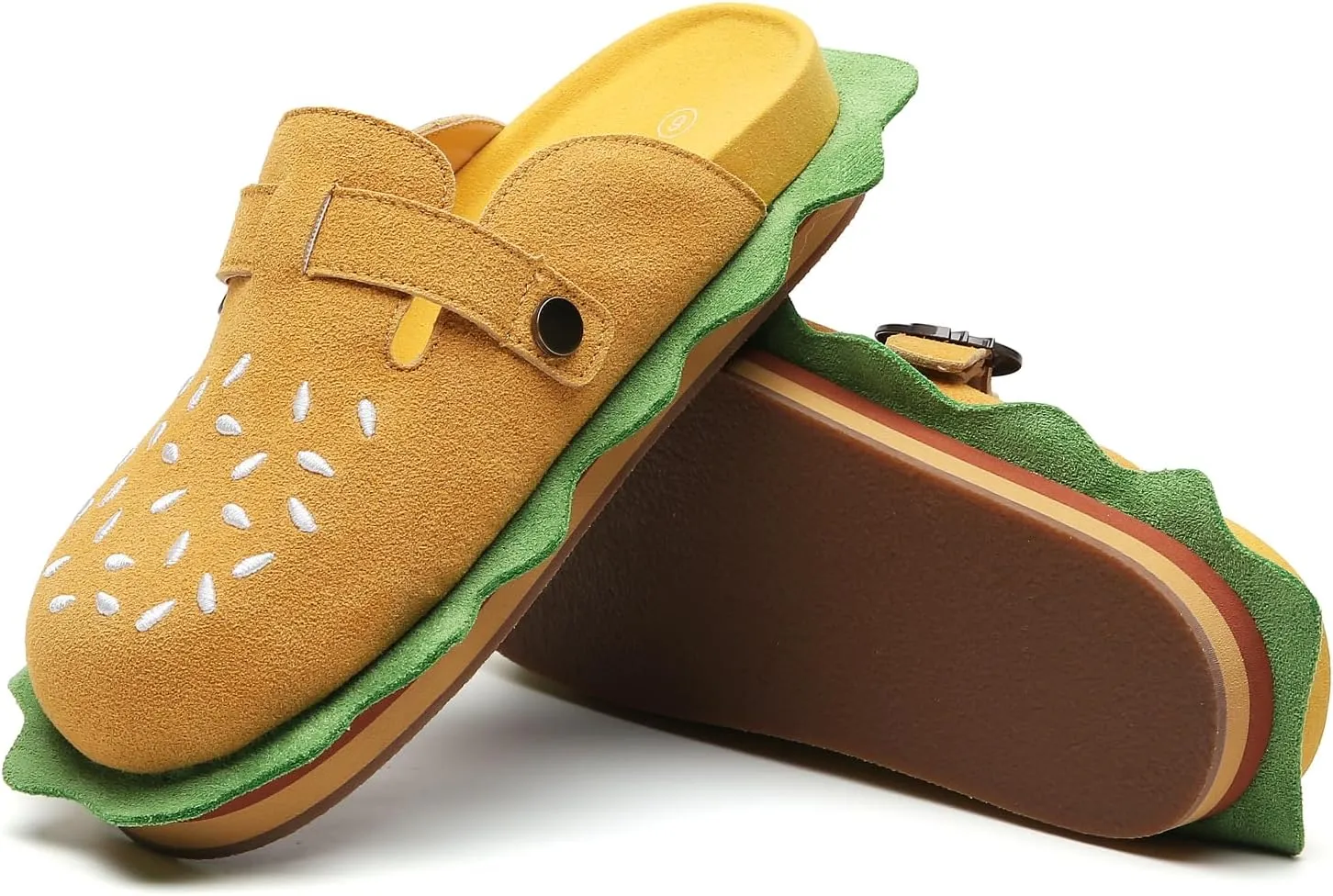 Burger Clogs for Womens Suede Leather Mules Cork Footbed Sandals Comfort Potato Shoes with Arch Support Clogs