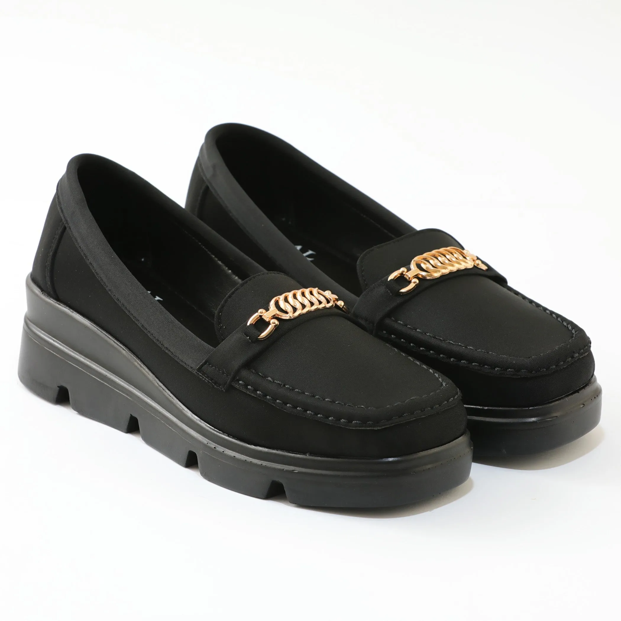 Camia black women wedges Loafer Shoes