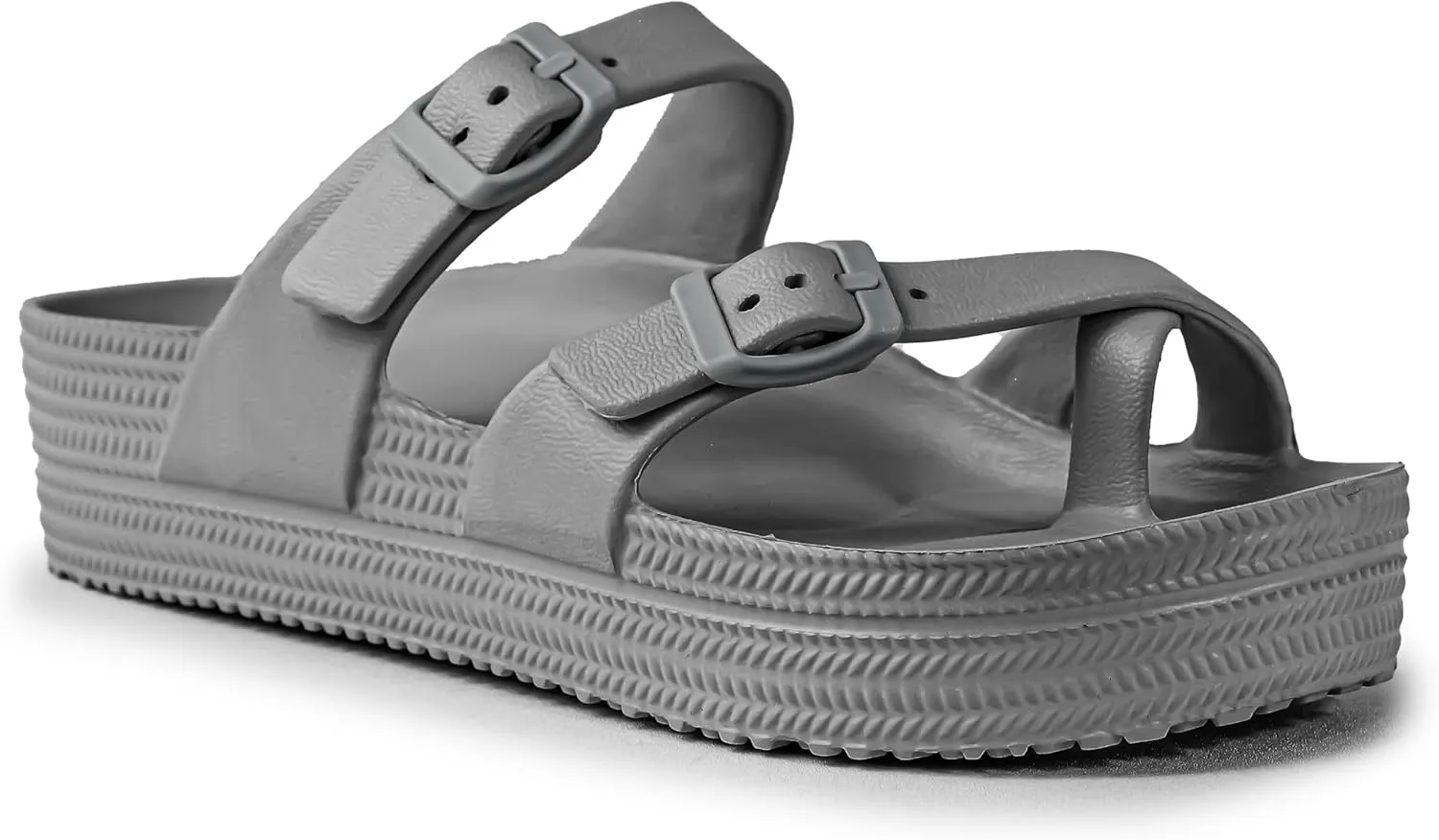 CAMVAVSR Womens Sandals with Arch Support - Comfortable Adjustable Buckles Beach Slides - Lightweight Summer Platform Sandal Chunky Cushioned