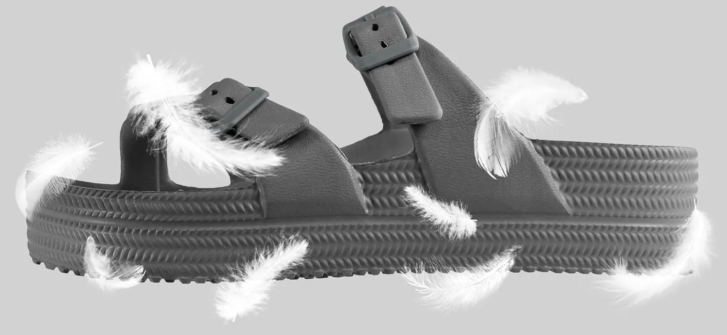 CAMVAVSR Womens Sandals with Arch Support - Comfortable Adjustable Buckles Beach Slides - Lightweight Summer Platform Sandal Chunky Cushioned