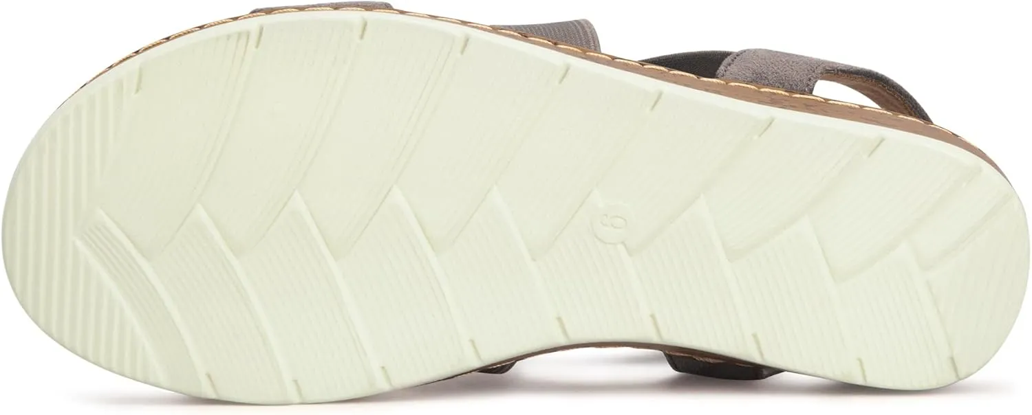 Carcuume Women's Suede Flat Sandals Elastic Slingback Slip-On with Cushioned Wedge Sole for Walking, Beach Weddings,VJAMIE-000