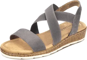 Carcuume Women's Suede Flat Sandals Elastic Slingback Slip-On with Cushioned Wedge Sole for Walking, Beach Weddings,VJAMIE-000