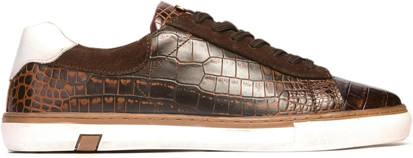 Carlos Santana Leather Walker Reptile Sneaker for Men | 100% Leather | Durable Rubber Outsole & Removable Leather Cushioned Footbed