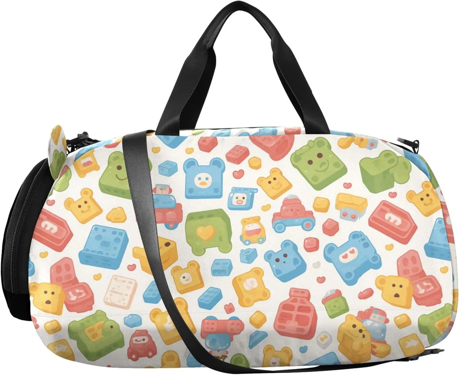 Cartoon Small Gym Bag with Shoes Compartment Multifunctional Carry On Overnight Bag for Travel, Sports, Duffel, Weekender