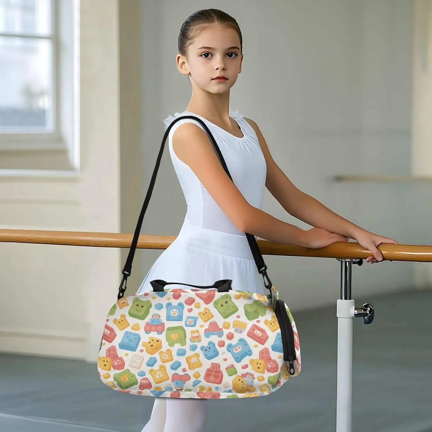 Cartoon Small Gym Bag with Shoes Compartment Multifunctional Carry On Overnight Bag for Travel, Sports, Duffel, Weekender