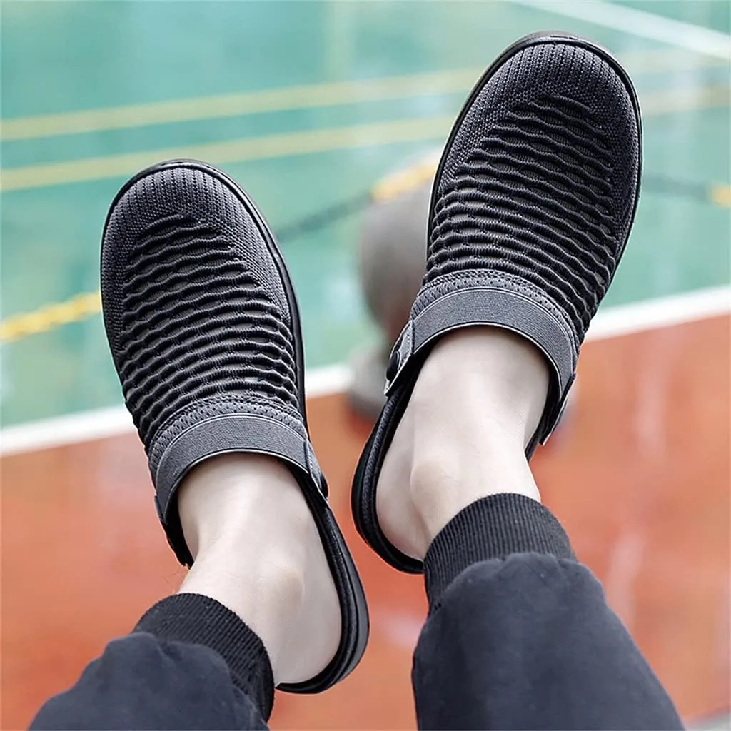 Casual Breathable Men Sandals Outdoor Lightweight Slippers Slip-on Male Mesh Beach Shoes(Gray,42 Code)