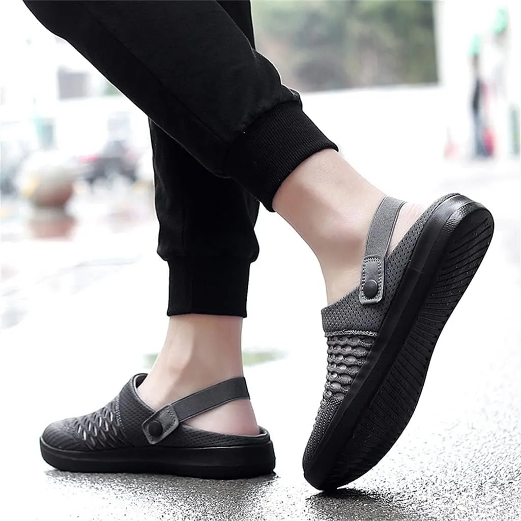 Casual Breathable Men Sandals Outdoor Lightweight Slippers Slip-on Male Mesh Beach Shoes(Gray,42 Code)