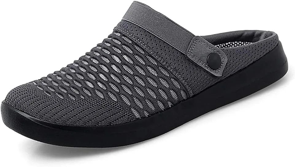 Casual Breathable Men Sandals Outdoor Lightweight Slippers Slip-on Male Mesh Beach Shoes(Gray,42 Code)