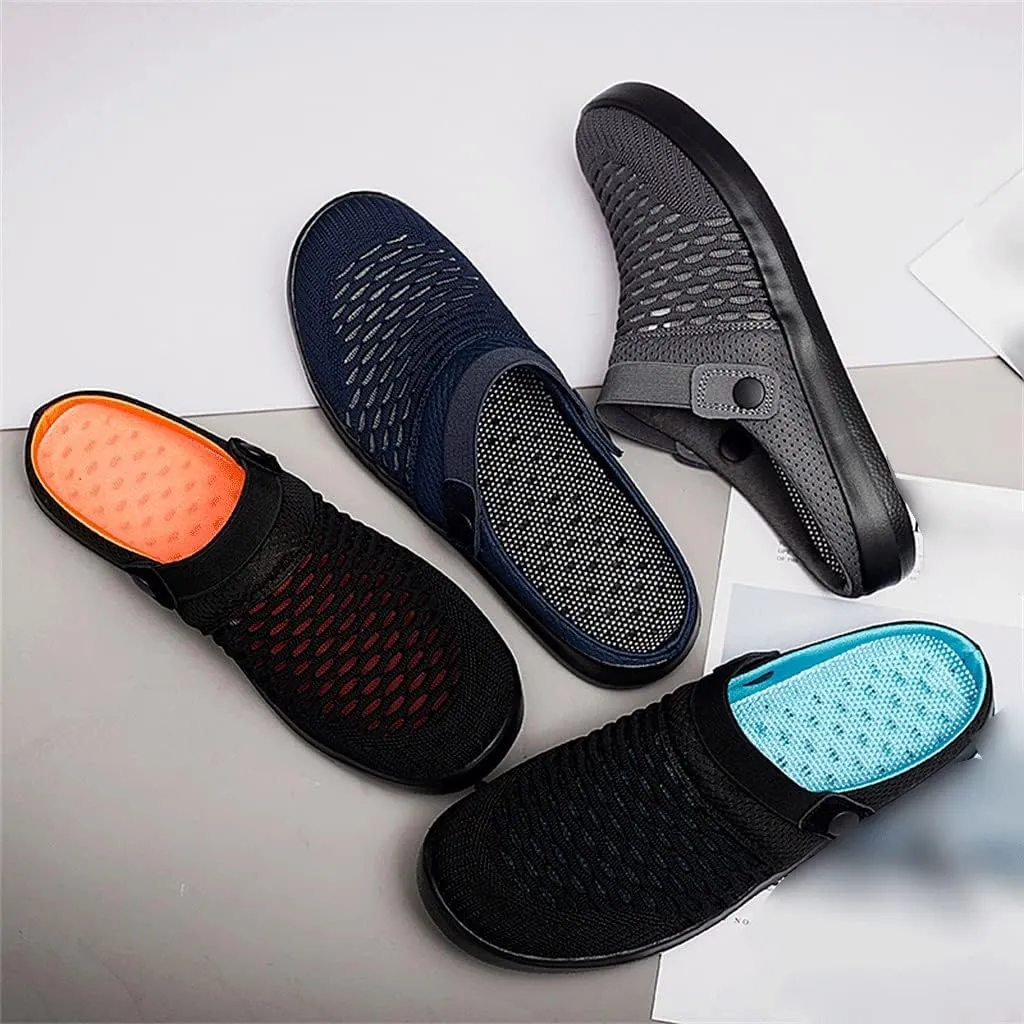 Casual Breathable Men Sandals Outdoor Lightweight Slippers Slip-on Male Mesh Beach Shoes(Gray,42 Code)