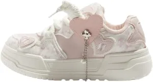 Chunky Sneaker Cute Love Y2K Platform Height Increase Cloud Soft Walking Shoes for Women Girls Cotton Candy