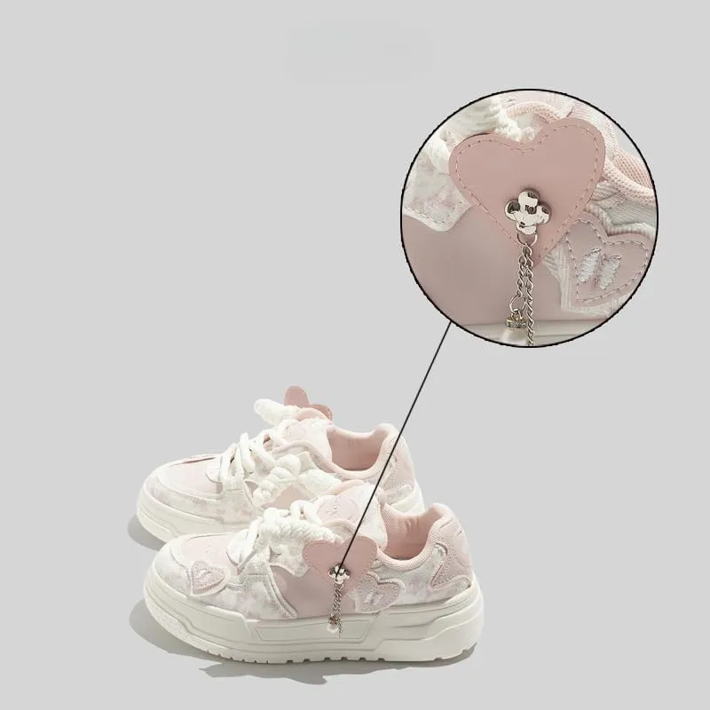 Chunky Sneaker Cute Love Y2K Platform Height Increase Cloud Soft Walking Shoes for Women Girls Cotton Candy