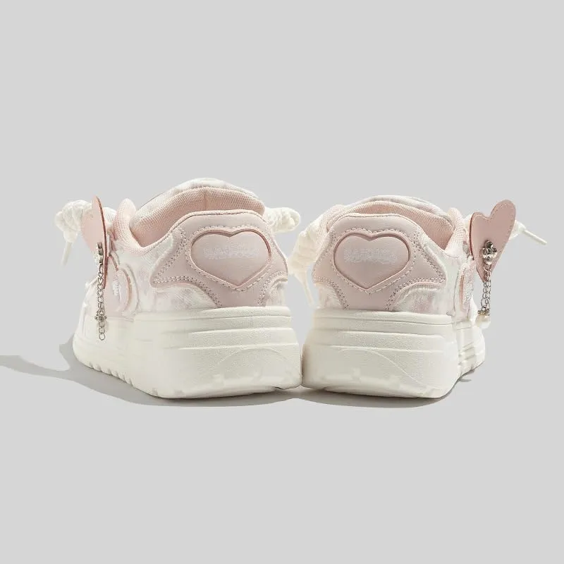 Chunky Sneaker Cute Love Y2K Platform Height Increase Cloud Soft Walking Shoes for Women Girls Cotton Candy