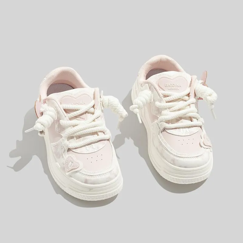 Chunky Sneaker Cute Love Y2K Platform Height Increase Cloud Soft Walking Shoes for Women Girls Cotton Candy