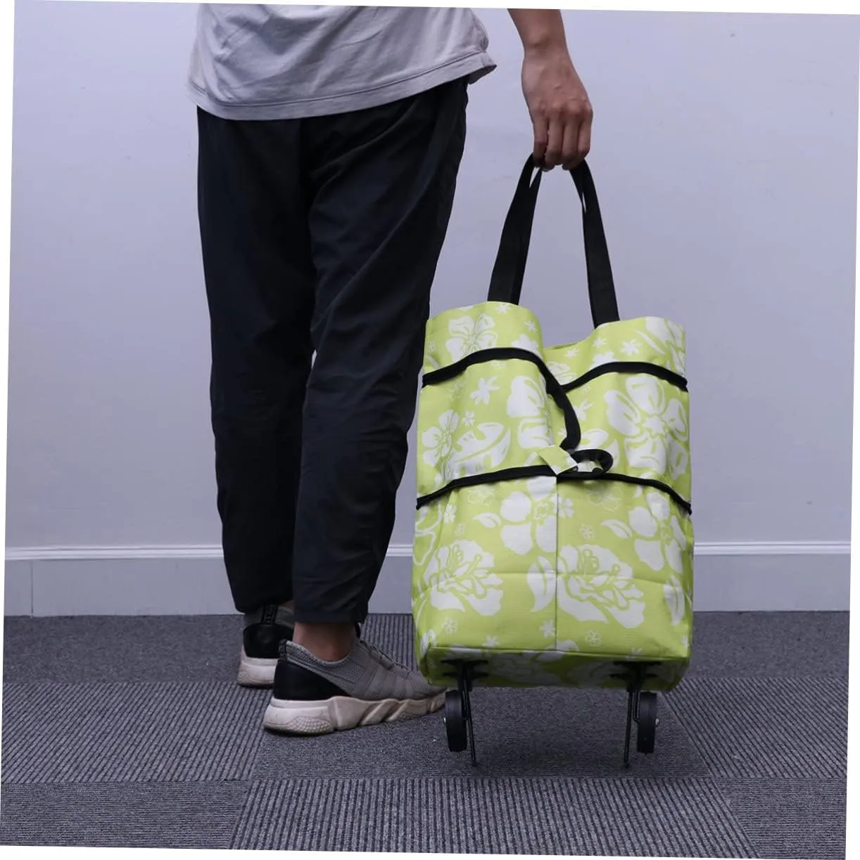 Ciieeo Collapsible Dolly Shopping Cart Foldable Grocery Bags Hand Cart Shopping Bag with Wheels Utility