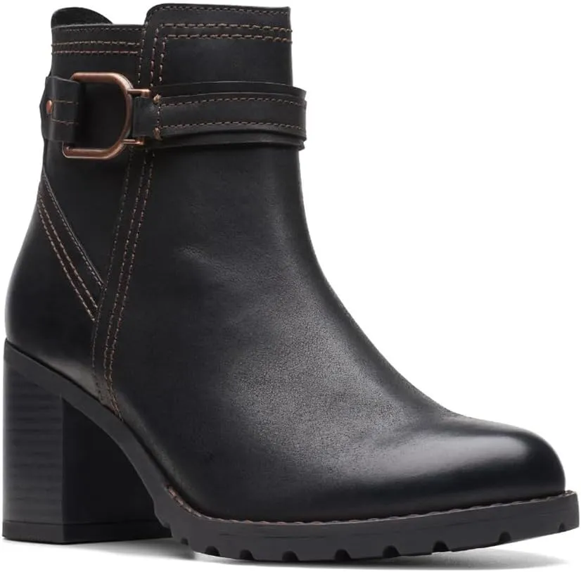Clarks Unisex Leda Strap Sneaker, Black Leat, 0 US Women