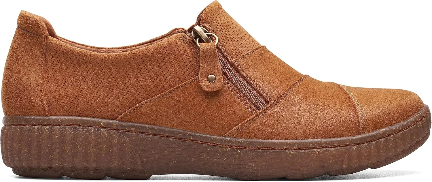 Clarks Women's Caroline Grace Loafer, Dark Tan Leather, 8.5 Wide