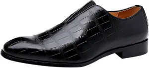Classical Shoes for Men Slip On PU Leather Low Rubber Sole Block Heel Work Mens Wide Leather Court Shoes