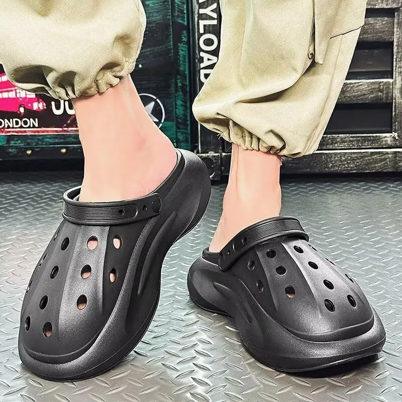Clogs Garden Shoes for Men Women Lightweight Breathable Casual Slip-On Footwear with Adjustable Strap Outdoor Sandals Beach Shoes Non-Slip Comfort Slippers