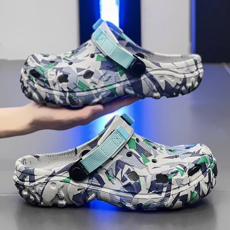 Clogs Mens Garden Shoes Summer Beach Slip Resistant Outdoor Sandals Slip-on Slippers with Adjustable Strap
