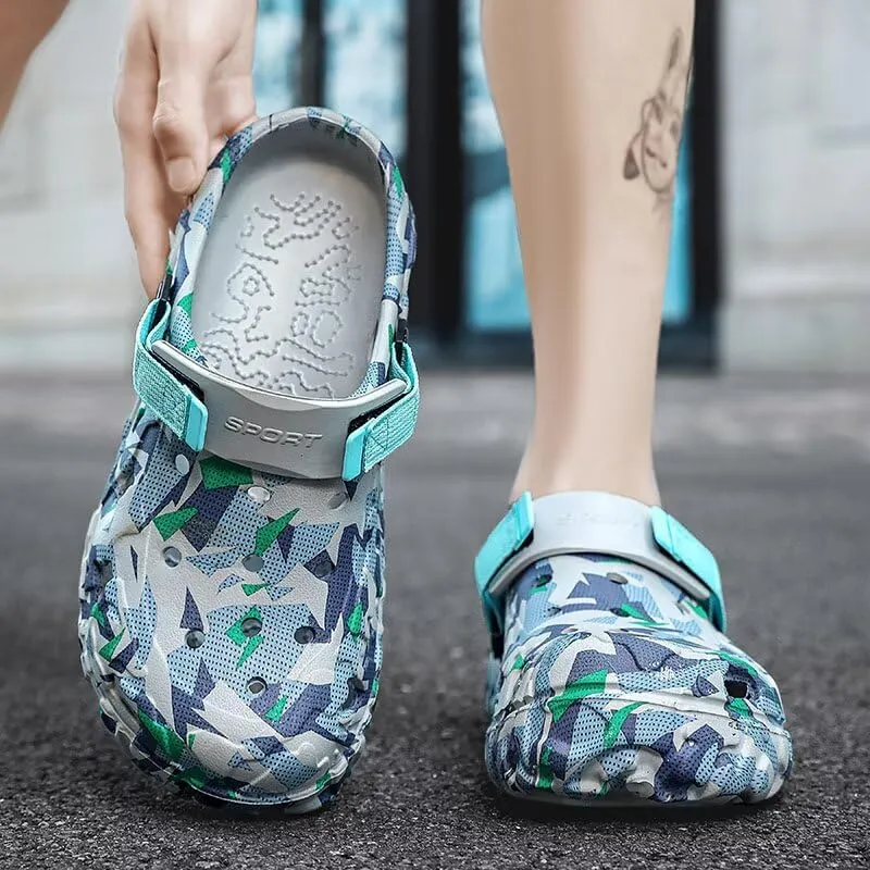 Clogs Mens Garden Shoes Summer Beach Slip Resistant Outdoor Sandals Slip-on Slippers with Adjustable Strap