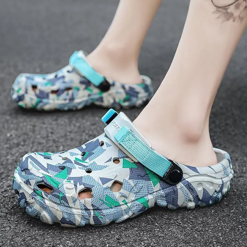 Clogs Mens Garden Shoes Summer Beach Slip Resistant Outdoor Sandals Slip-on Slippers with Adjustable Strap