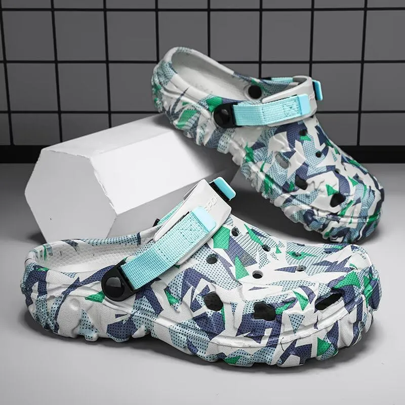 Clogs Mens Garden Shoes Summer Beach Slip Resistant Outdoor Sandals Slip-on Slippers with Adjustable Strap