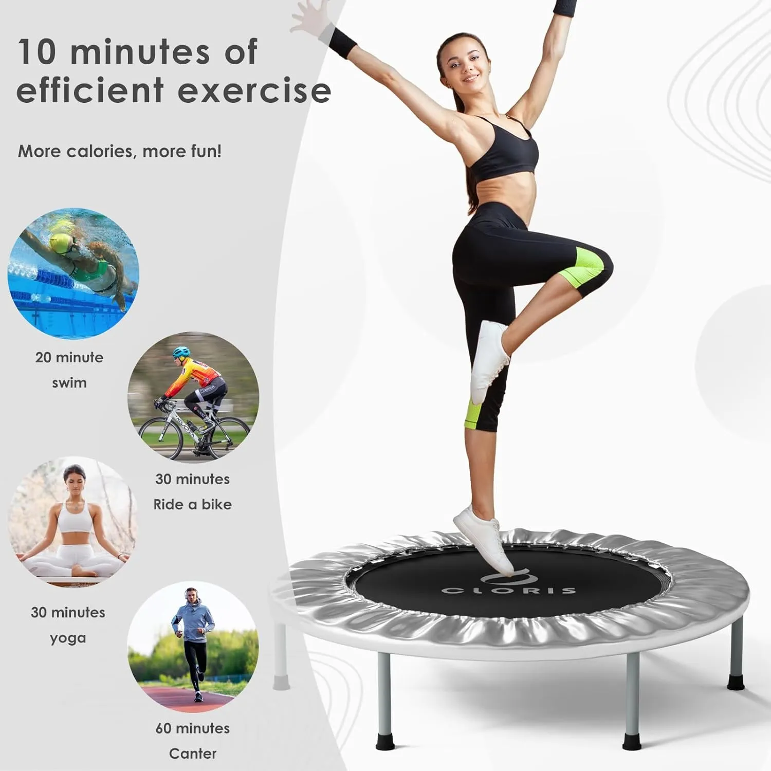 CLORIS 36'' Foldable Fitness Trampoline - Max Load 170lbs, Rebounder Indoor/Outdoor Fitness Body Exercise