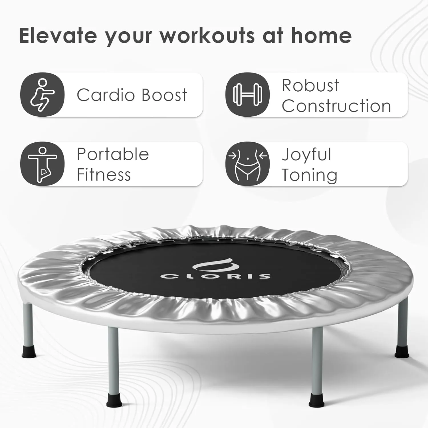CLORIS 36'' Foldable Fitness Trampoline - Max Load 170lbs, Rebounder Indoor/Outdoor Fitness Body Exercise