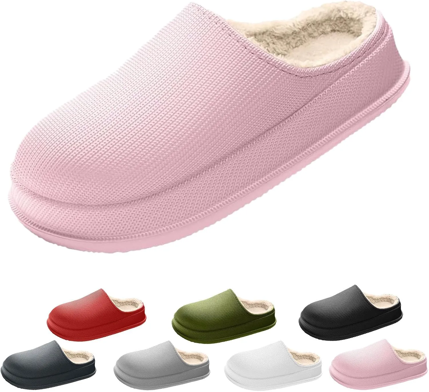 Cloud Slippers Winter, Pillow Warm Fuzzy Cushioned Indoor/Outdoor Slippers, Thick-Sole House Slides for Men & Women