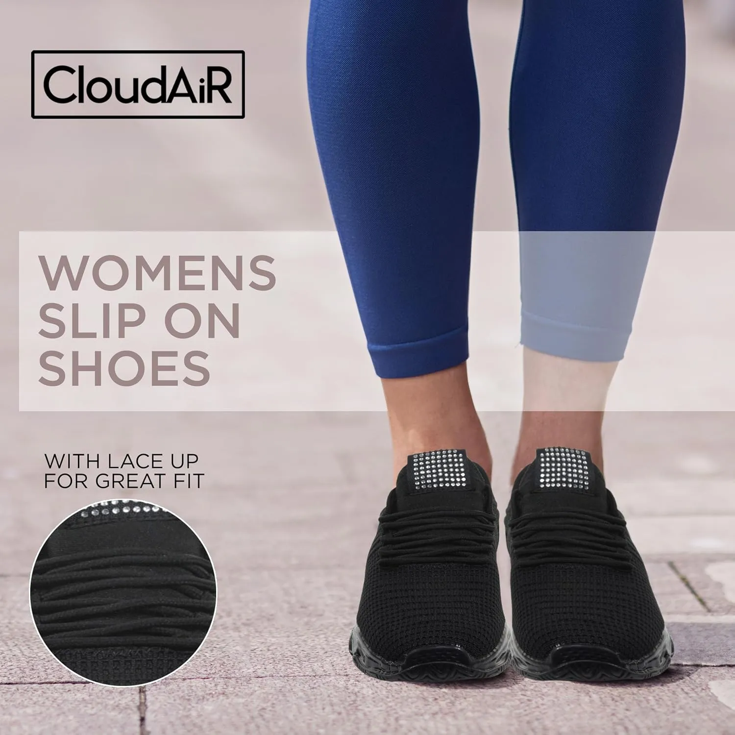CLOUDAIR Vesta Women's Sneakers: Casual Running, Walking Arch Support Shoes, Lightweight Slip-On Sock Design, Non-Slip Work Shoes for Women, Comfortable Air Cushioned Platform Sneakers
