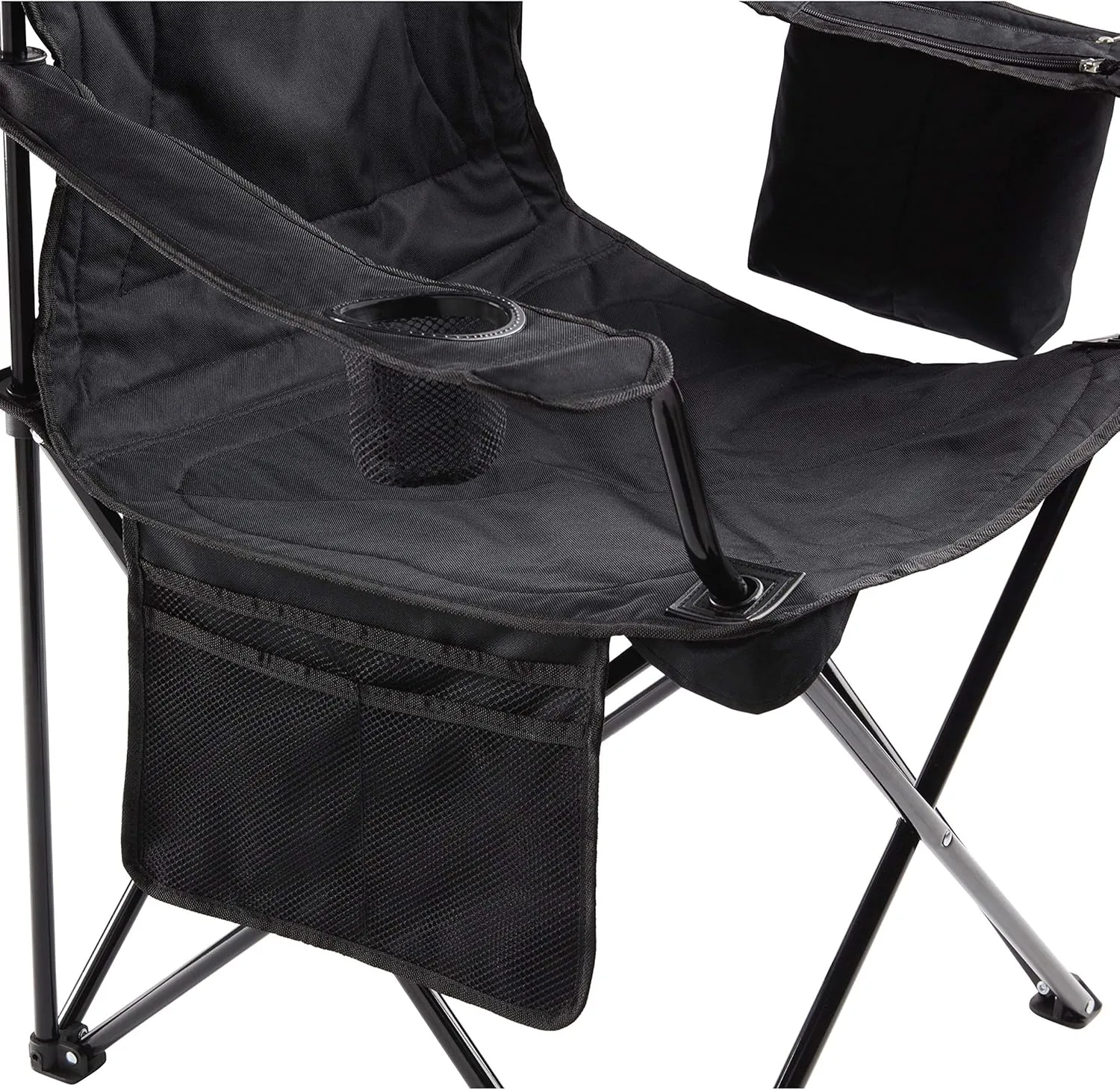 Coleman Portable Quad Camp Chair with 4-Can Cooler, Cushioned Seat & Back with Side Pockets & Cup Holder, Carry Bag Included