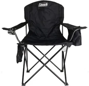 Coleman Portable Quad Camp Chair with 4-Can Cooler, Cushioned Seat & Back with Side Pockets & Cup Holder, Carry Bag Included