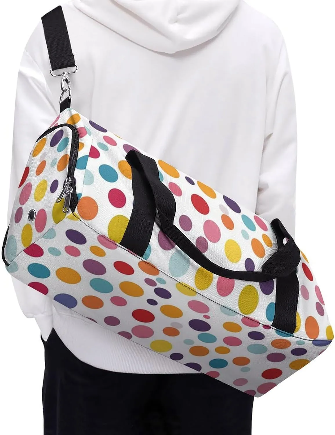 Colorful Polka Dot Pattern Fitness Large Gym Bag for Unisex with Shoe Compartment & Wet Pocket