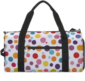 Colorful Polka Dot Pattern Fitness Large Gym Bag for Unisex with Shoe Compartment & Wet Pocket