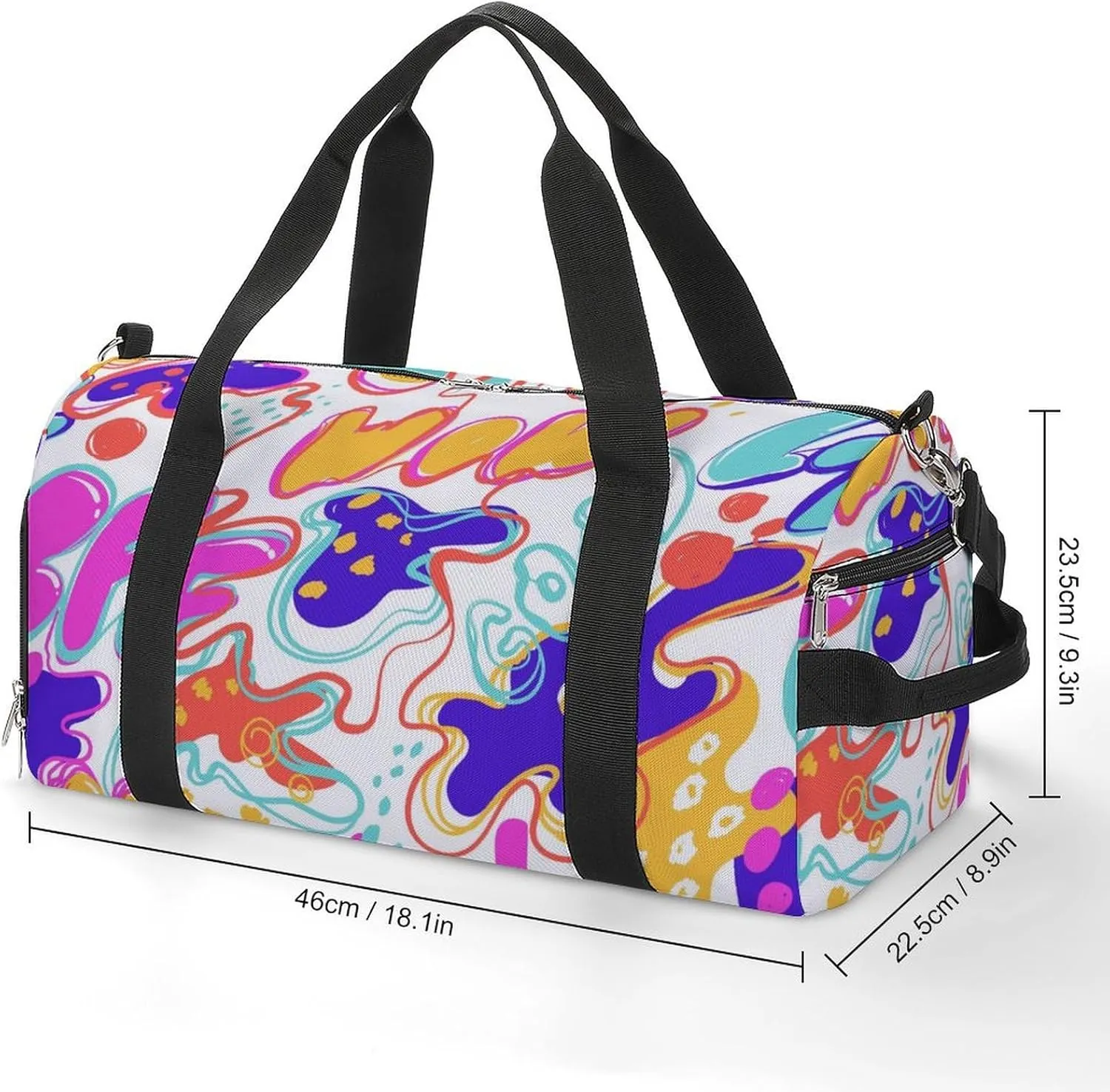 Colorful Pop Art Fitness Large Gym Bag for Unisex with Shoe Compartment & Wet Pocket