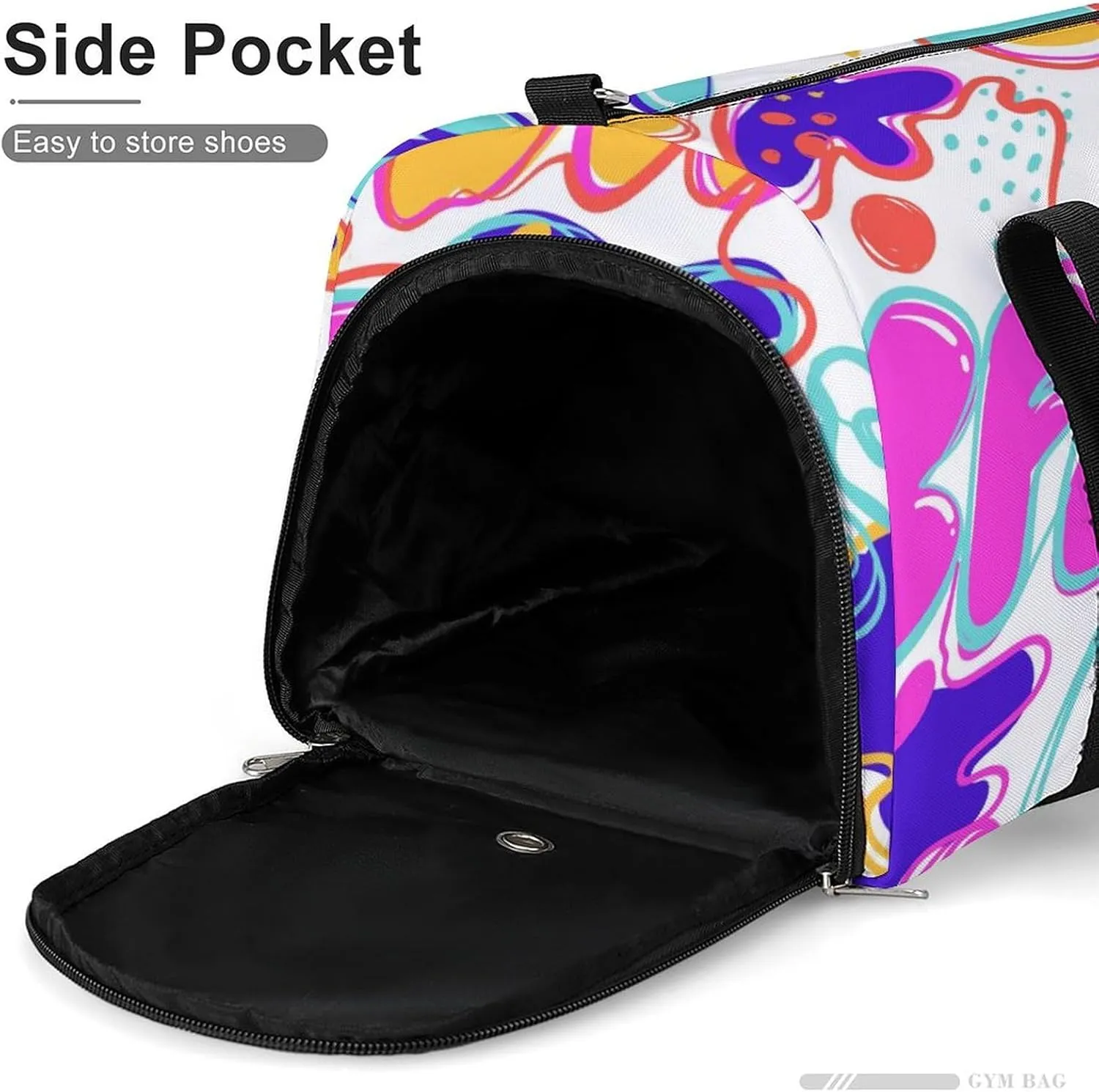 Colorful Pop Art Fitness Large Gym Bag for Unisex with Shoe Compartment & Wet Pocket