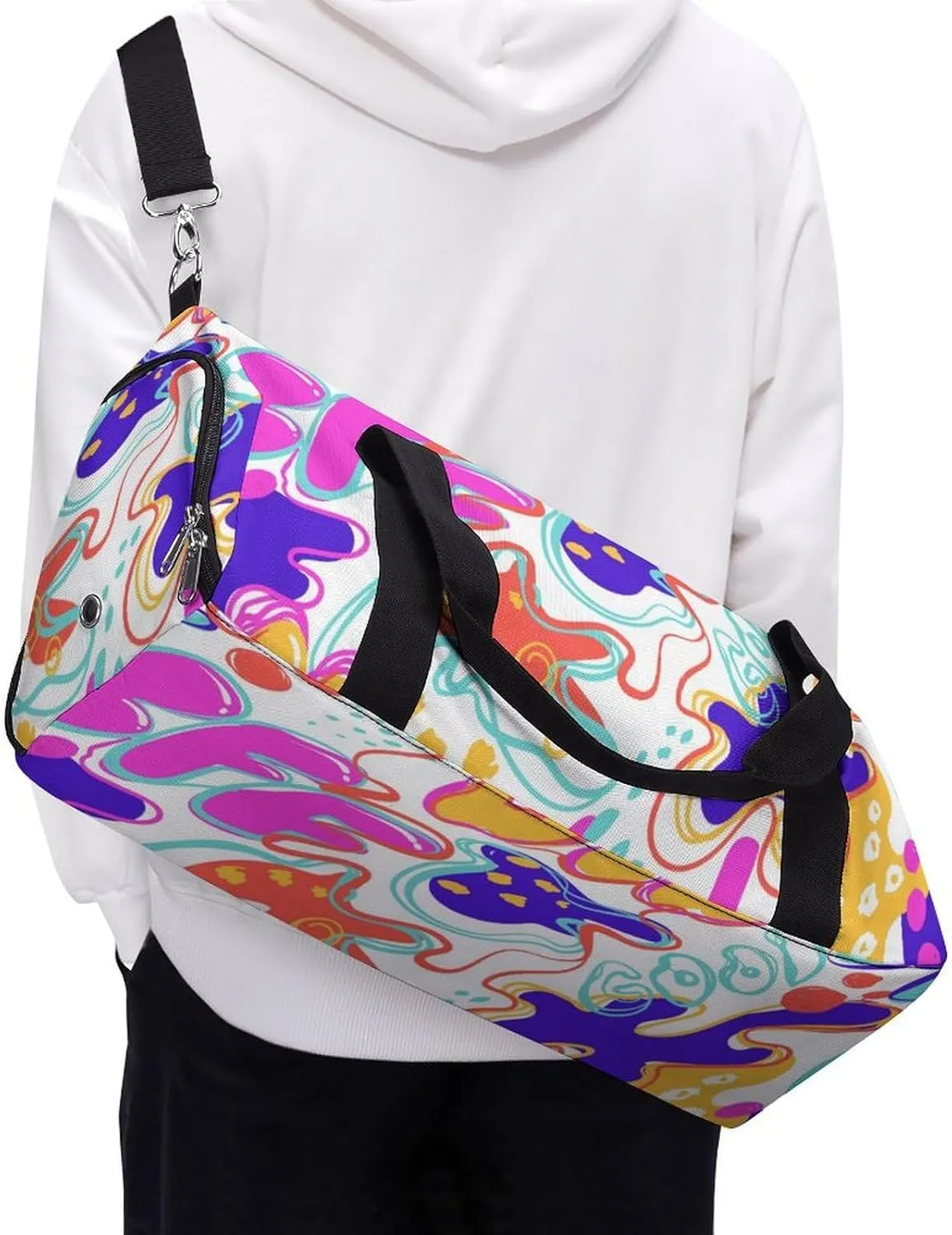 Colorful Pop Art Fitness Large Gym Bag for Unisex with Shoe Compartment & Wet Pocket