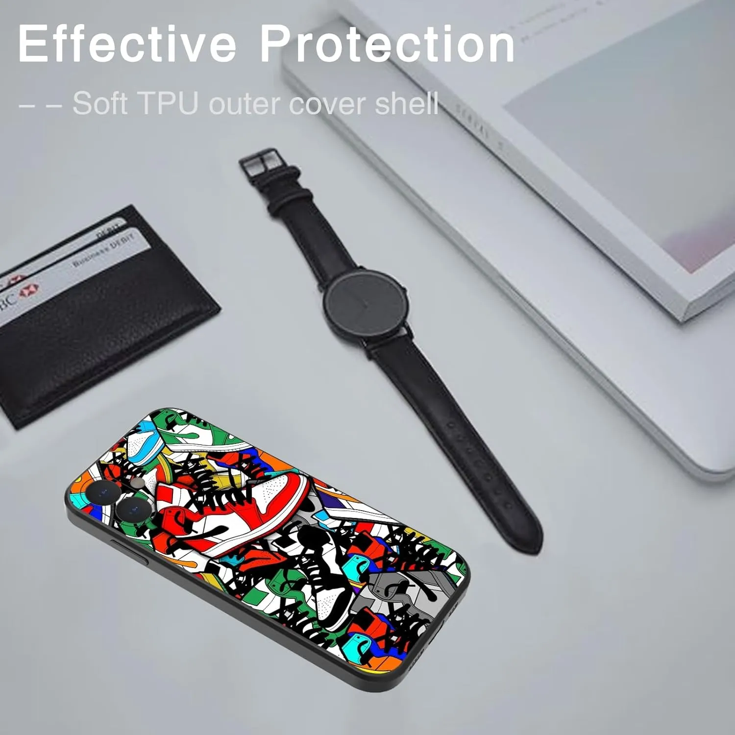 Compatible with iPhone 16 Case for Cool Boys and Men, Basketball Shoes Sneaker Cute Aesthetic Color Ways Soft TPU Cute Funny Glossy Cover Graphics Sports Design