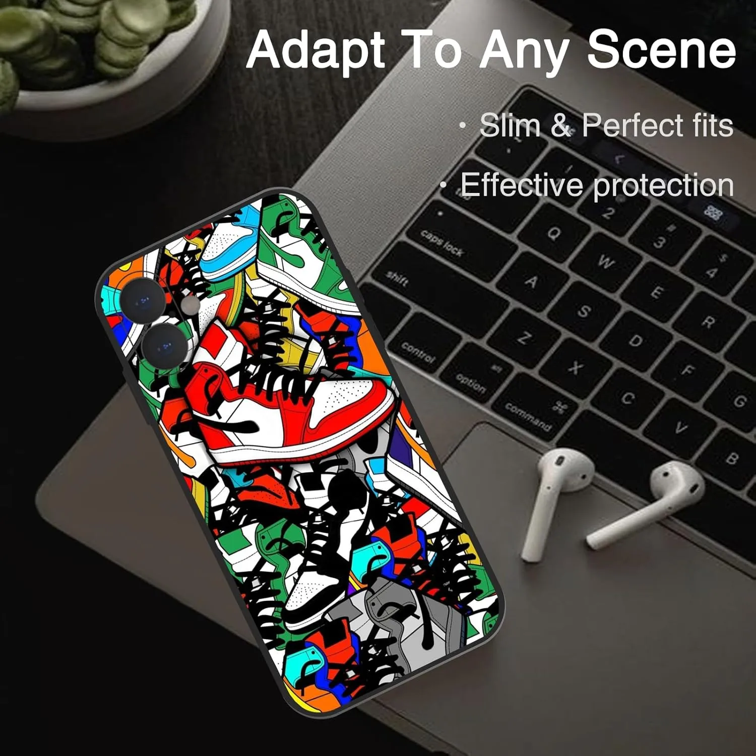 Compatible with iPhone 16 Case for Cool Boys and Men, Basketball Shoes Sneaker Cute Aesthetic Color Ways Soft TPU Cute Funny Glossy Cover Graphics Sports Design