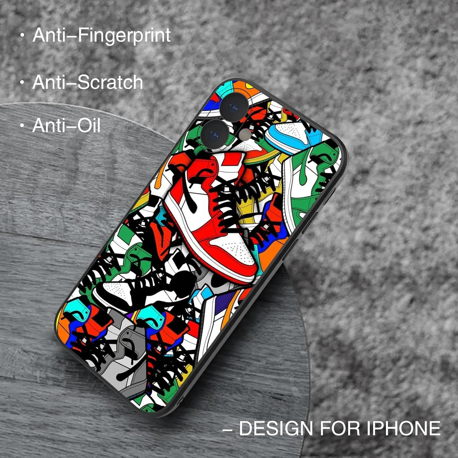 Compatible with iPhone 16 Case for Cool Boys and Men, Basketball Shoes Sneaker Cute Aesthetic Color Ways Soft TPU Cute Funny Glossy Cover Graphics Sports Design