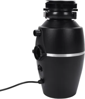 Continuous Feed Garbage Disposal Black 3800RPM Quiet Running Downspout Waste Disposal for Kitchen (US Plug 110V)