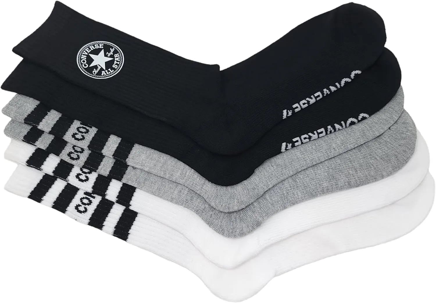 Converse Men's Half Cushion Crew Socks 3-Pack Size 6-12 (Assorted)