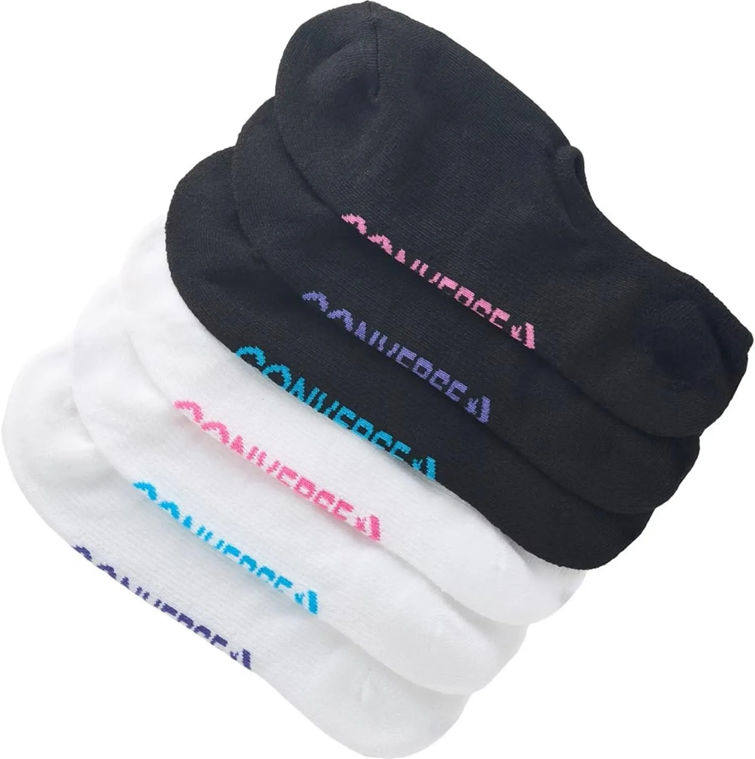 Converse Women's Half Cushion Ultra Low Socks 6-Pack Size 6-10 (Black/White/Multi)