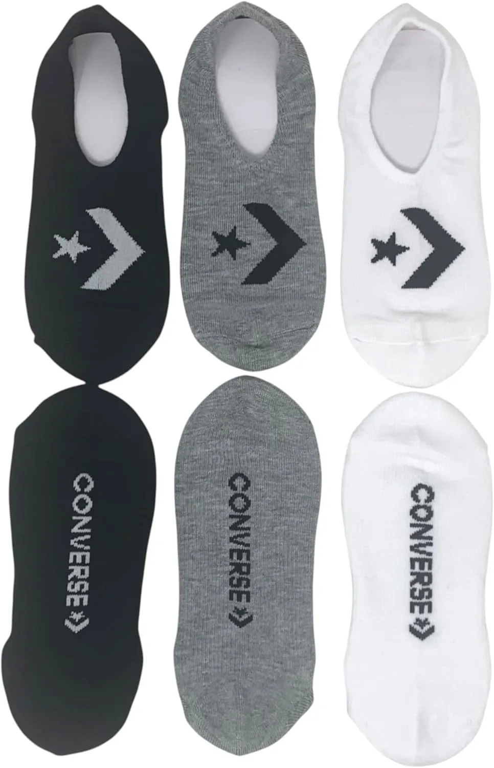 Converse Womens No Show Socks 3 Pack Half Cushion Ultra Low Made For Chucks Shoe Size 6-10