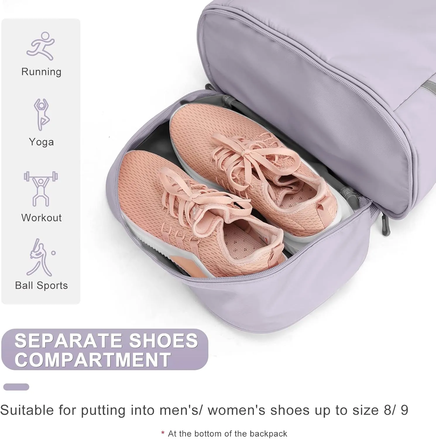 Coofay Small Gym Bag for Women - Waterproof, Lightweight Travel Backpack with Shoe Compartment