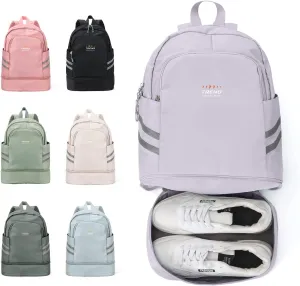 Coofay Small Gym Bag for Women - Waterproof, Lightweight Travel Backpack with Shoe Compartment