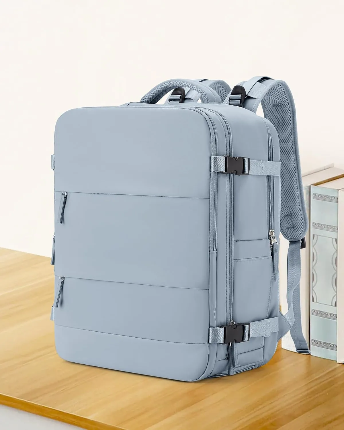coowoz Large Travel Backpack Carry On for Women Man Waterproof Gym Backpack with Laptop Compartment Mochila de Viaje Teacher Personal Item Backpack Rucksack Airplane Accessories Must Haves (Grey Blue)